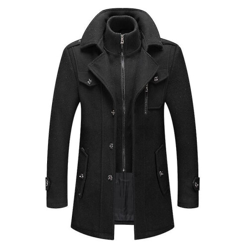 (black, M170) Autumn And Winter Men's Woolen Coat Business Double Collar Woolen Coat For Men Kb