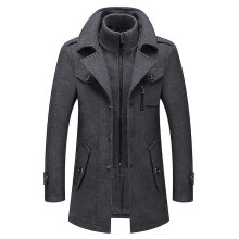 (grey, L175) Autumn And Winter Men's Woolen Coat Business Double Collar Woolen Coat For Men Kb