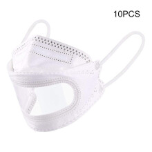 10pc Disposable Clear Face Mask For Adults With Transparent Window Design See Through Visible Mouth