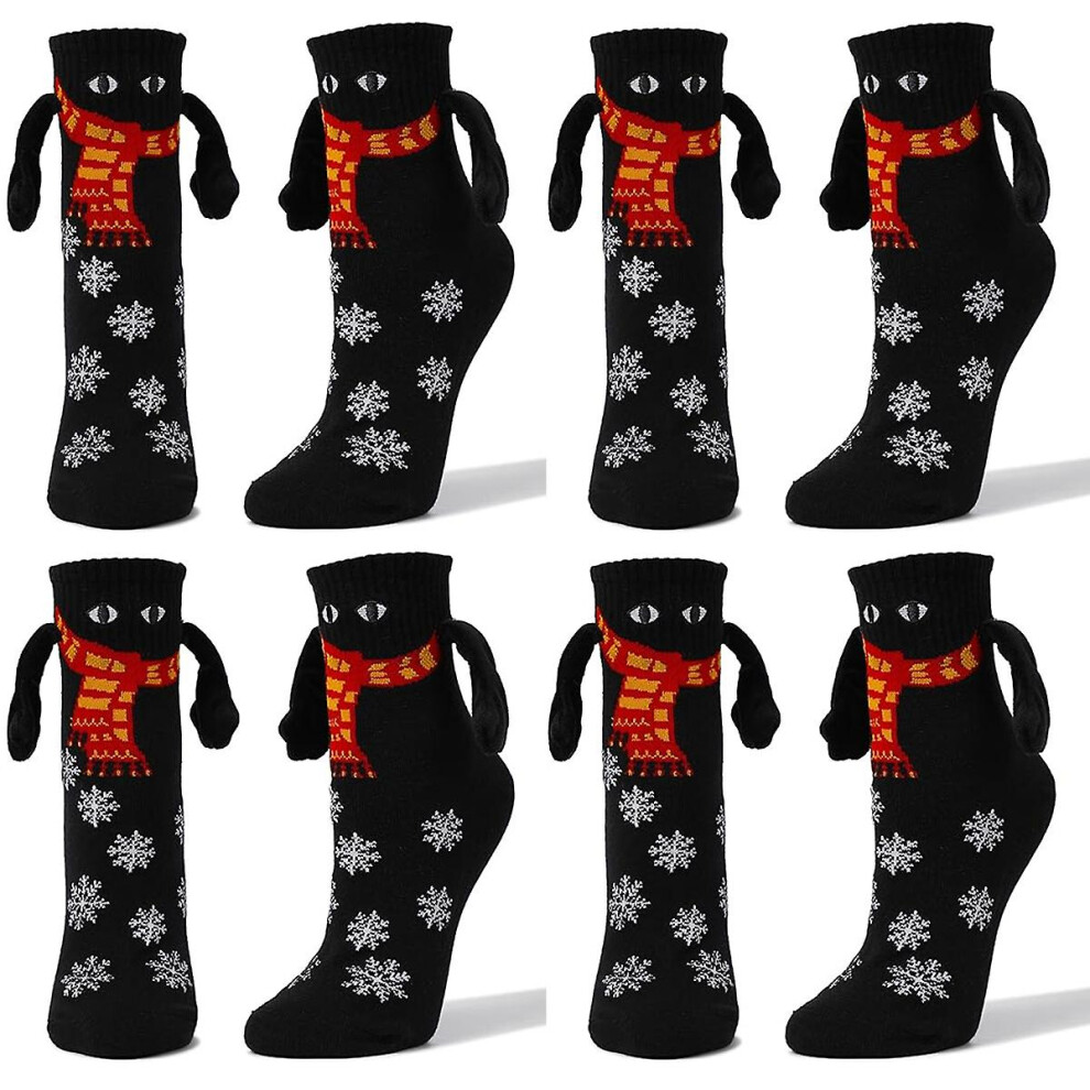 (style4) 4 Pairs Christmas Holding Hands Socks Magnetic Hand In Hand Socks Funny 3d Doll Friendship Socks Women Men Holiday Gift Socks