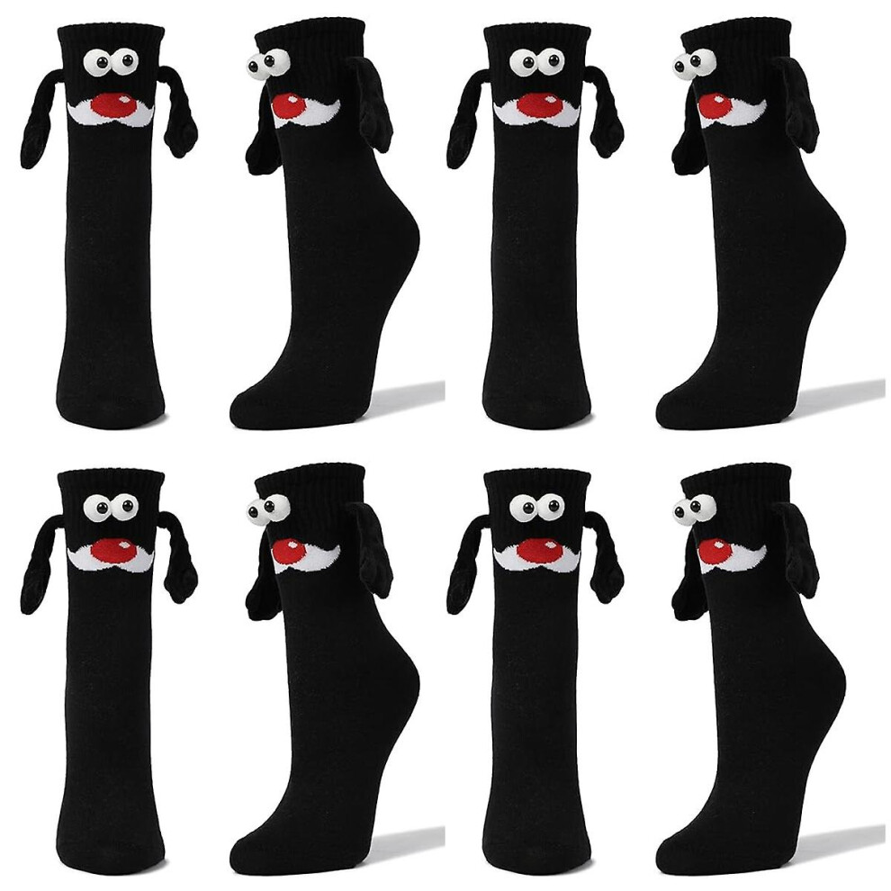 (style2) 4 Pairs Christmas Holding Hands Socks Magnetic Hand In Hand Socks Funny 3d Doll Friendship Socks Women Men Holiday Gift Socks