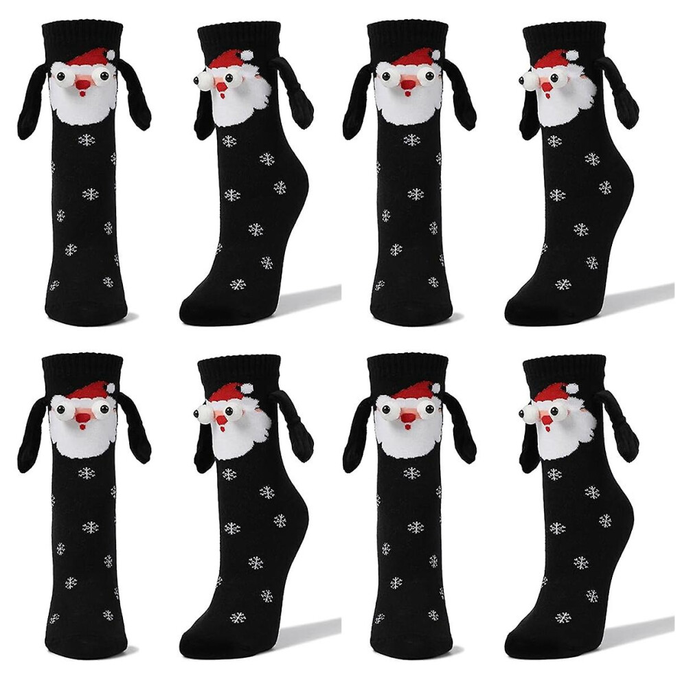 (style3) 4 Pairs Christmas Holding Hands Socks Magnetic Hand In Hand Socks Funny 3d Doll Friendship Socks Women Men Holiday Gift Socks