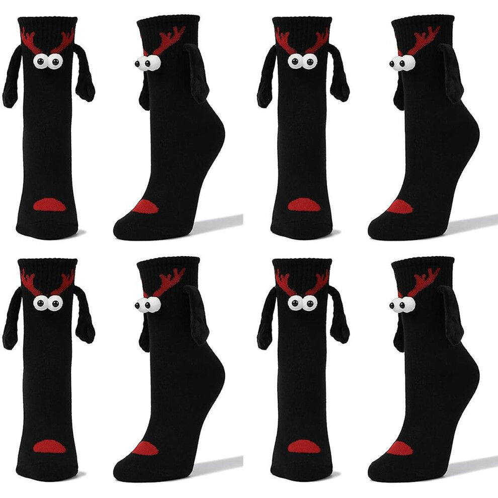 (style1) 4 Pairs Christmas Holding Hands Socks Magnetic Hand In Hand Socks Funny 3d Doll Friendship Socks Women Men Holiday Gift Socks