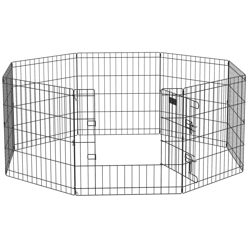 PawHut 24" Pet Dog Playpen, Puppy Cage, Eight-Panel Metal Fence, Run, Garden