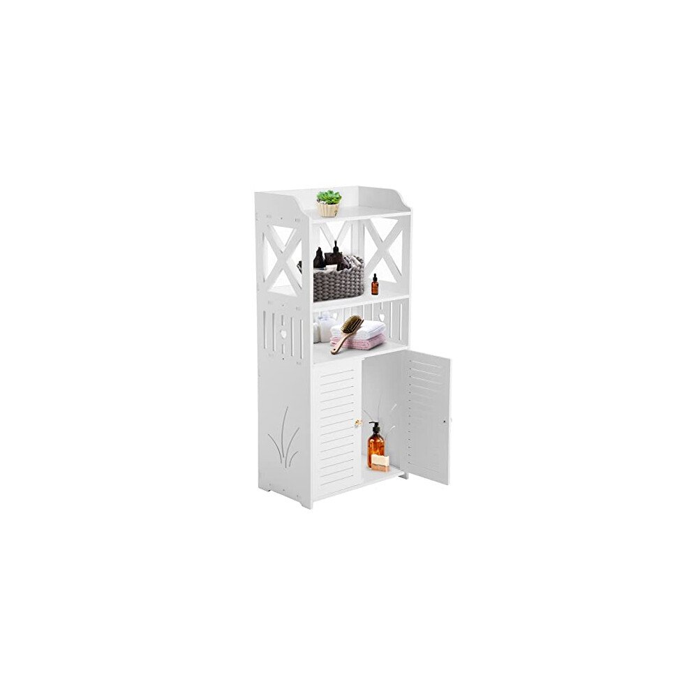 White Bathroom Wooden Cabinet Shelf Cupboard Bedroom Storage Unit