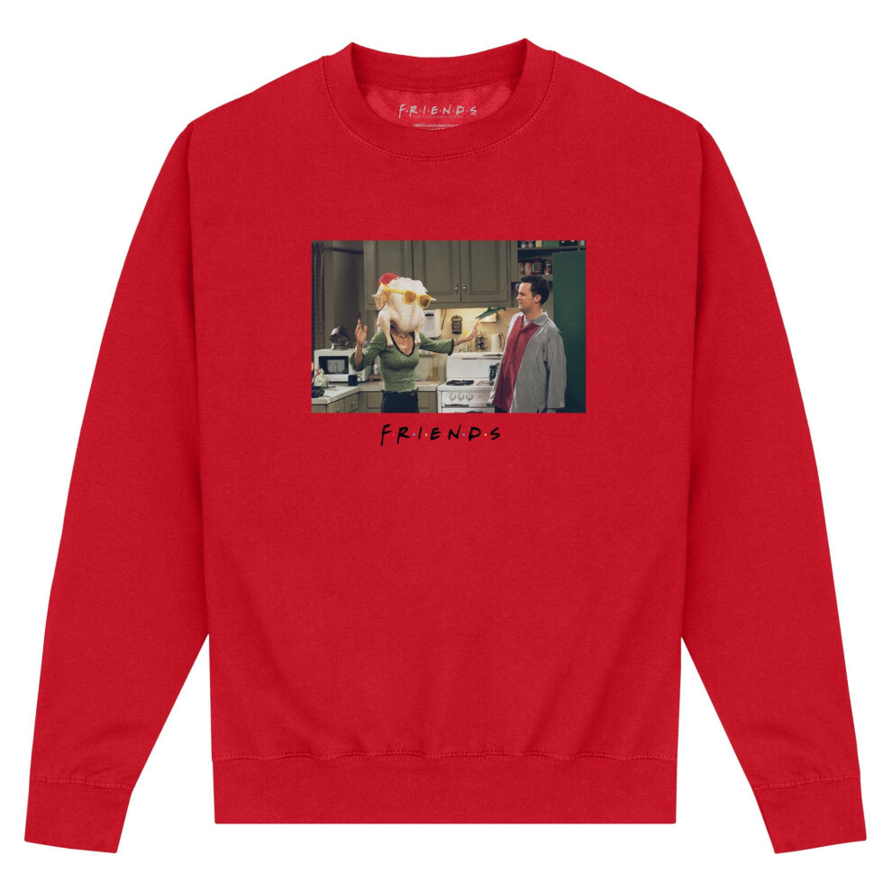 (S, Red) Friends Unisex Adult Turkey Head Monica Sweatshirt