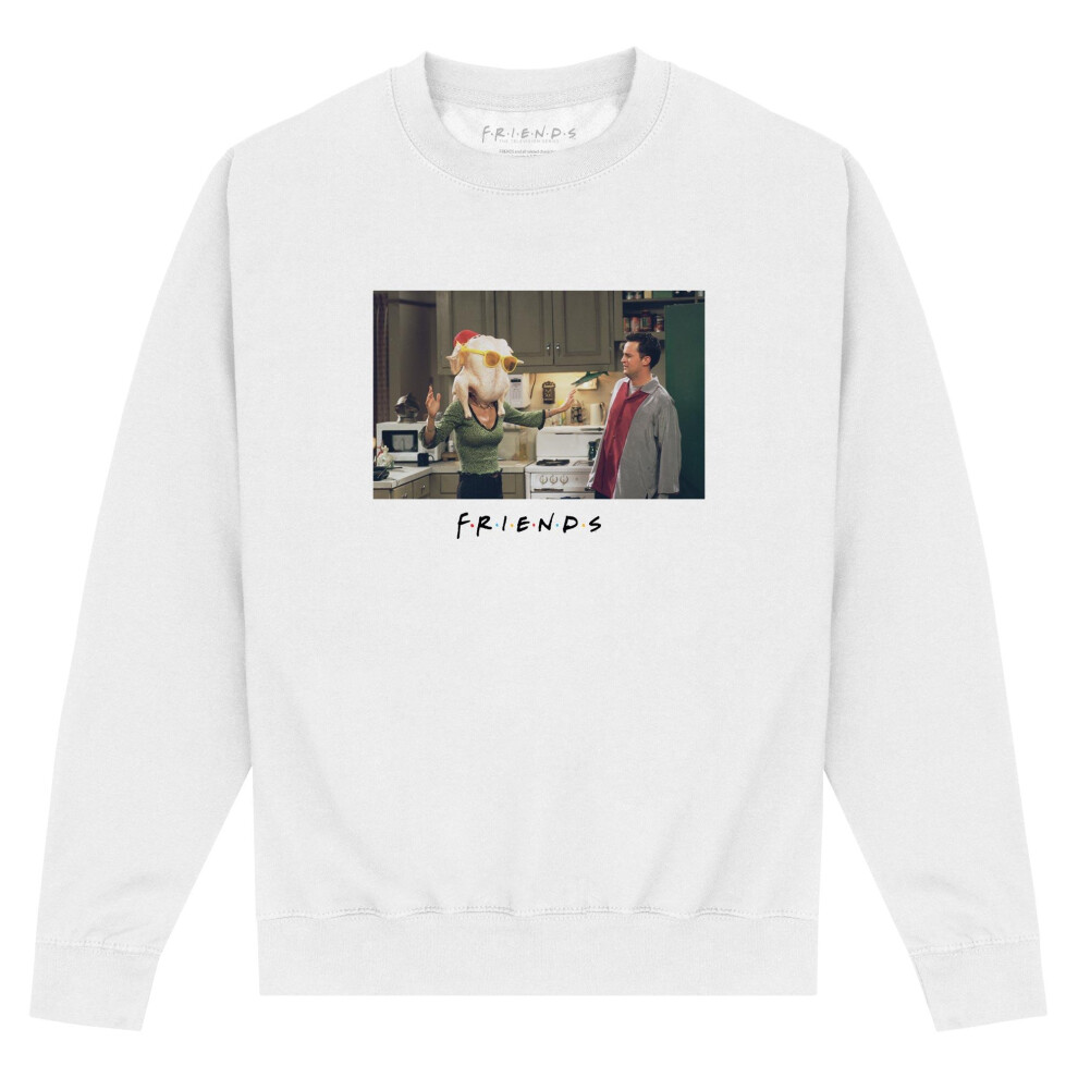 (S, White) Friends Unisex Adult Turkey Head Monica Sweatshirt