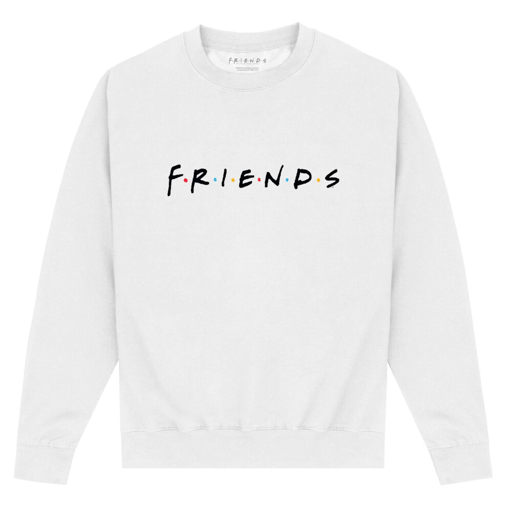 (M, White) Friends Unisex Adult Logo Sweatshirt