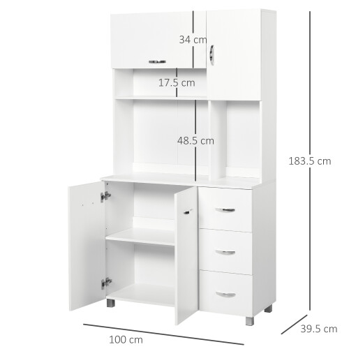 Homcom HOMCOM Freestanding Kitchen Cupboard Storage Unit  Drawers Handles Shelf 1