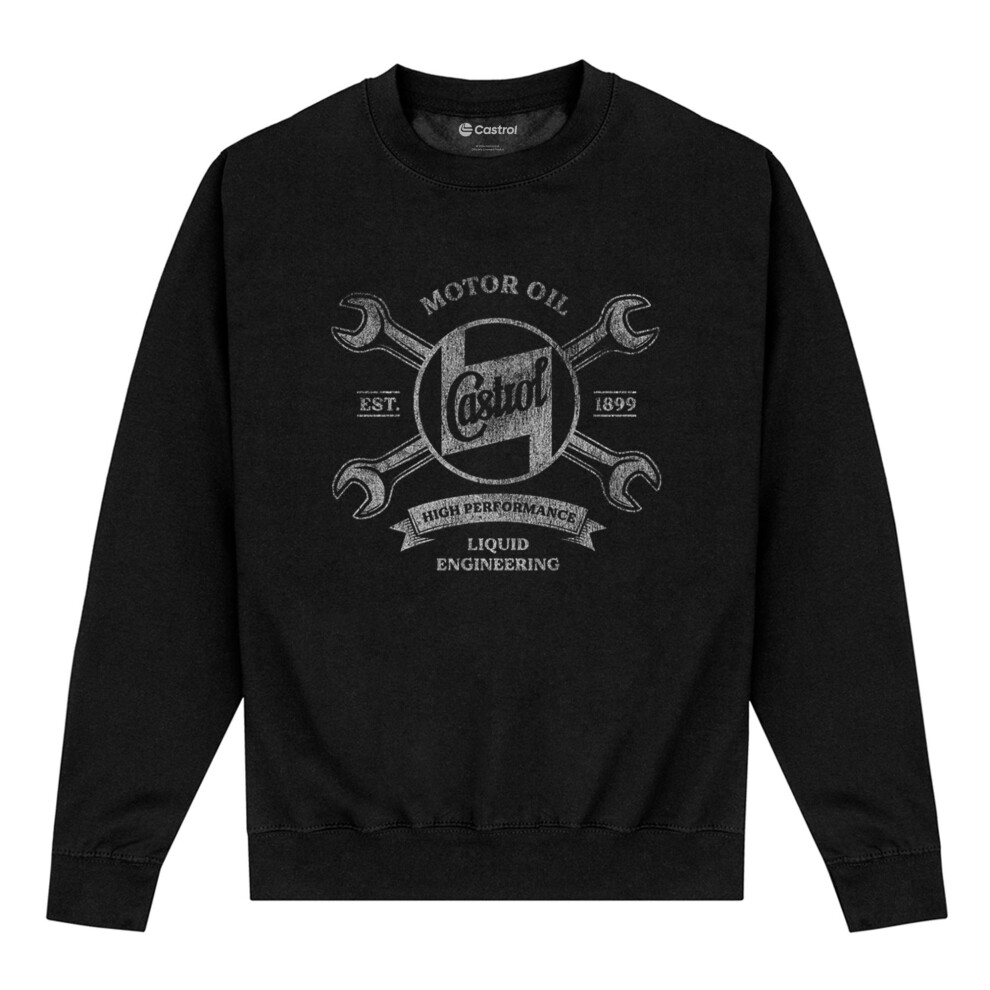 (M, Black) Castrol Unisex Adult Est 1899 Sweatshirt