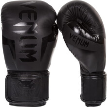 (12oz ) VENUM ELITE BOXING GLOVES - BLACK/BLACK