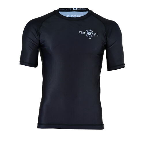 (Medium ) PLAYWELL BLACK NO GI SHORT SLEEVE RASH GUARD 2