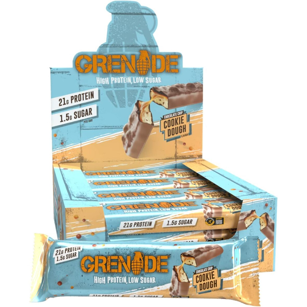 Grenade High Protein Low Sugar Bar  Chocolate Chip Cookie Dough 12 x 60 g