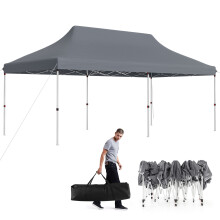 3M x 6M Pop-Up Gazebo Shelter with Adjustable Height, UPF50+ Silver Canopy, 12 Ground Stakes, 6 Wind Ropes, Carry Bag