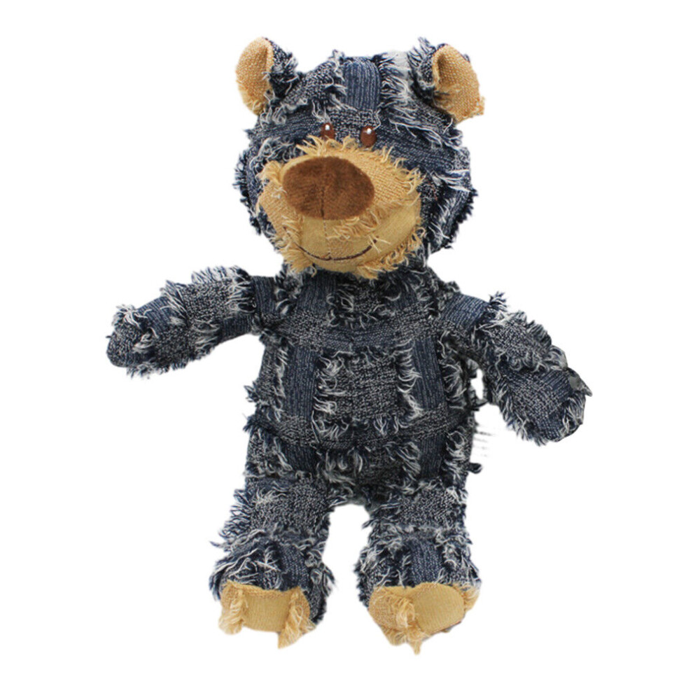 (Blue, L) Extreme Bear Pet Dog Interactive Squeaker Squeaky Toy Soft Plush Chew Teeth Toys