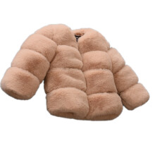 (Khaki, 7-8Years) Baby Kids Boy Girls Fur Coat Padded Winter Jacket
