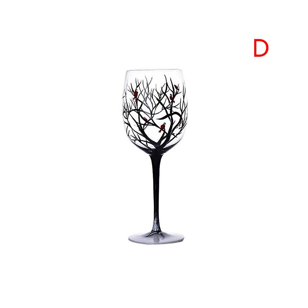 (D) Four Seasons Trees Wine Glasses Goblet Creative Printed Glass Cup For Wine Beer