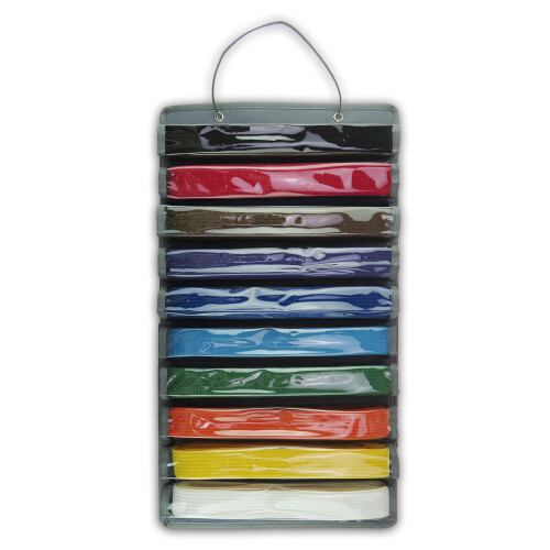 STANDARD CLOTH FABRIC FOLDABLE WALL MOUNTED BELT DISPLAY - GREY