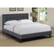 (Dark Grey, 4ft6 Double) Buttoned Headboard Grey, Blue, Stone Fabric Bed Frame