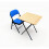 Folding Exam Table with Blue Fabric Chair Set 1