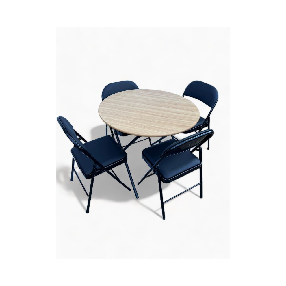 Round Folding Table Chairs Dining cafe canteen Site Set Large