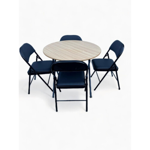 Round Folding Table Chairs Dining cafe canteen Site Set Large 1