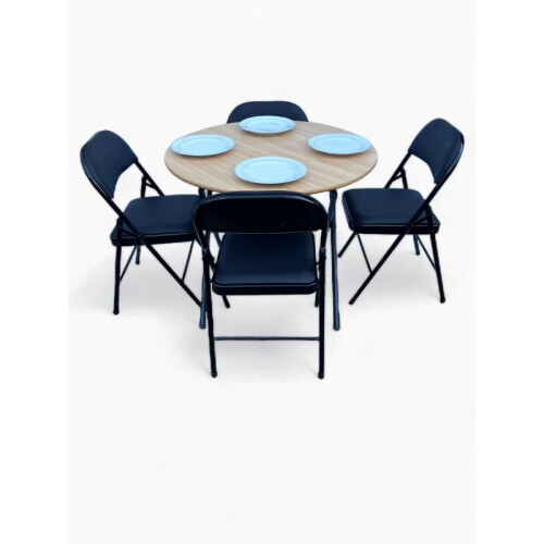 Round Folding Table Chairs Dining cafe canteen Site Set Large 2