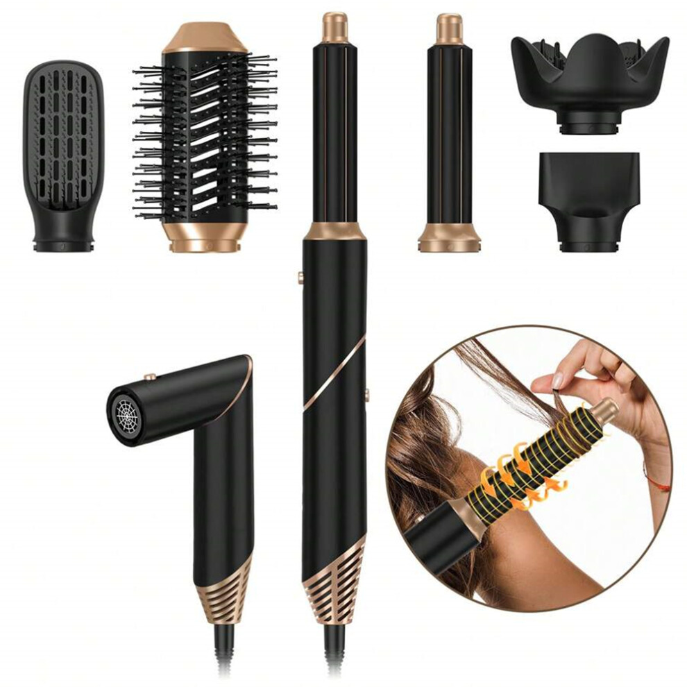 Xinsilk Black 6 In 1 Foldable Hair Styler Set Hair Blow Dryer Brush Curling Wand