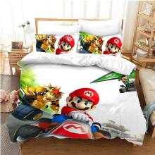 (Style 14, King(220X240CM/3PCS)) Mario Cartoon Bedding Single Double Duvet Cover