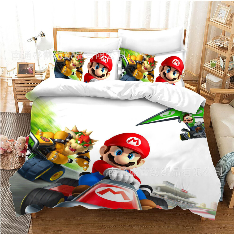 Xcsgsra (Style 14, King(220X240cm/3Pcs)) Mario Cartoon Bedding Single Double Duvet Cover