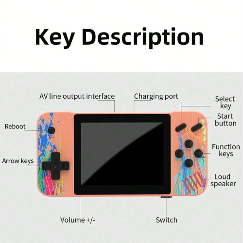 (Pink) 800-in-1 Retro Nostalgic Handheld Game Console 2