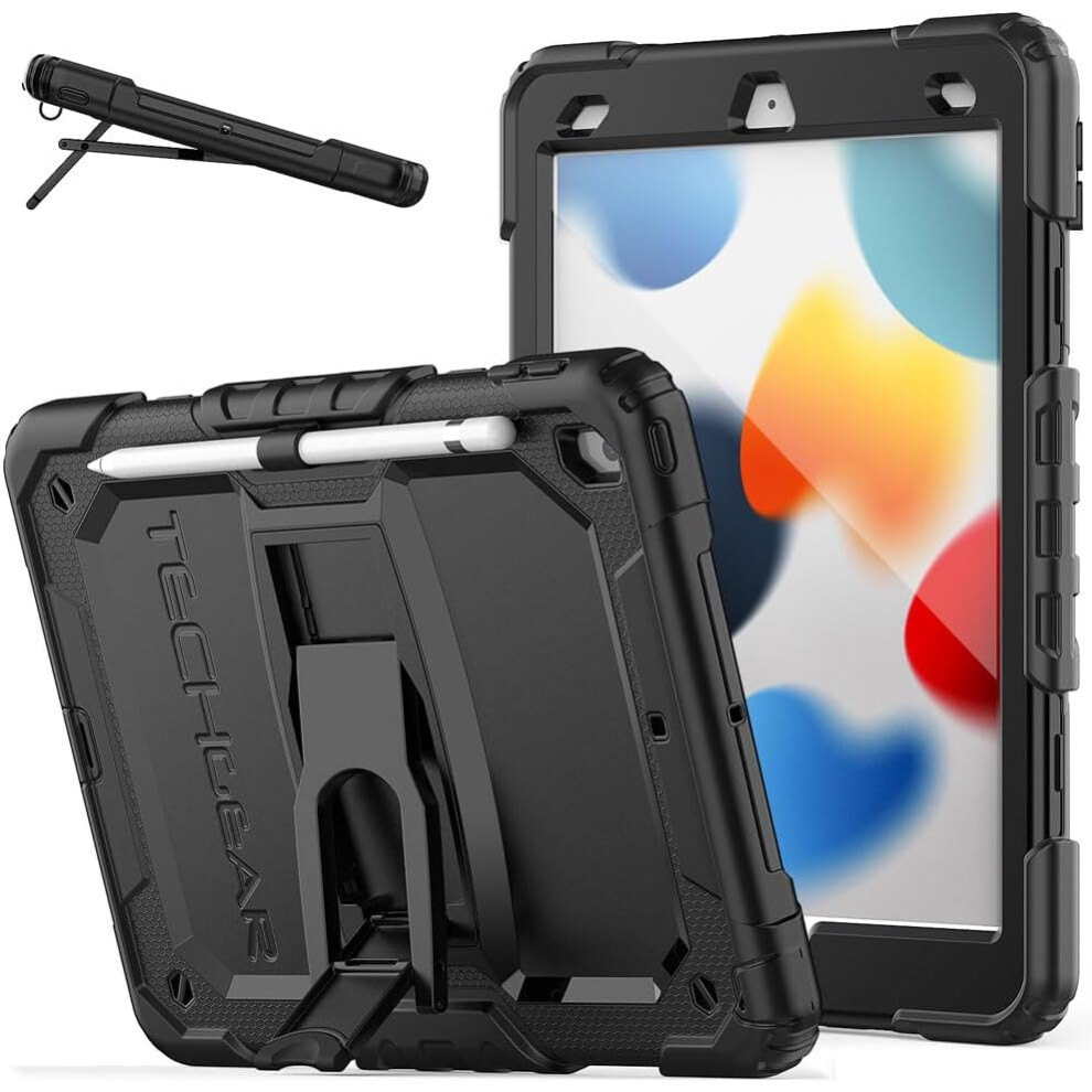 [ArmourSHIELD Case] Full Body Tough Rugged Case with Folding Stand & Screen Protector For Apple iPad 10.2" 2021/2020/2019 [9th/8th/7th Generation]