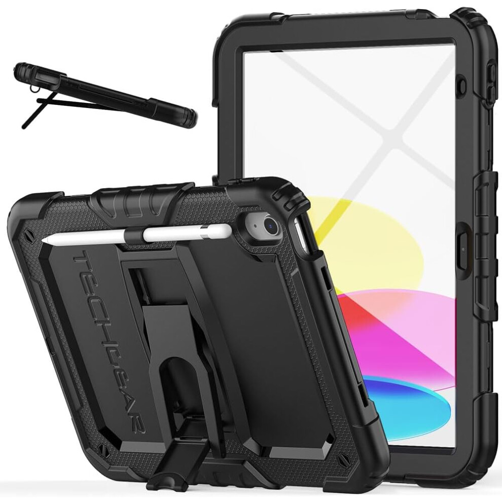 Techgear [Armourshield Case] Full Body Tough Rugged Case With Folding Stand & Screen Protector For Apple Ipad 10 2022 / Ipad 10Th Generation 10.9"