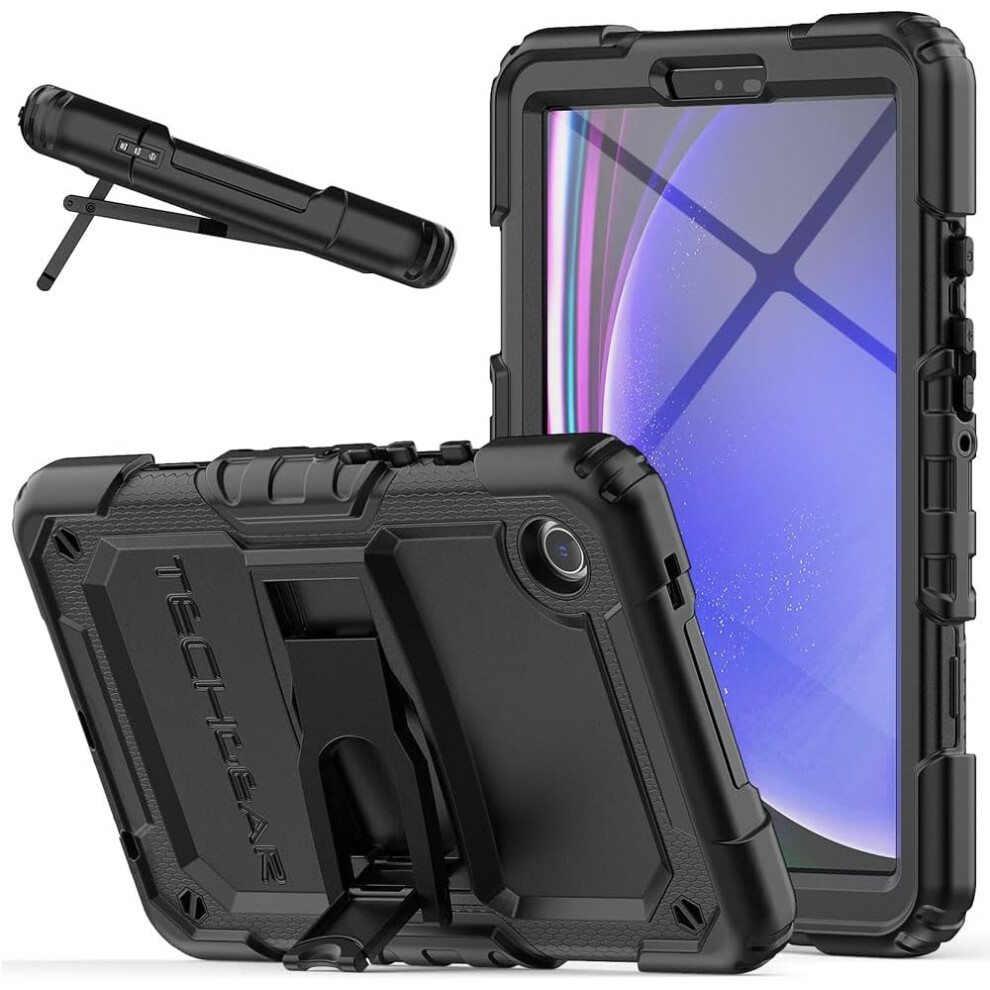 Techgear [Armourshield Case] Full Body Tough Rugged Case With Folding Stand & Screen Protector For Samsung Galaxy Tab A9 8.7" (Sm-X110 / Sm-X115)