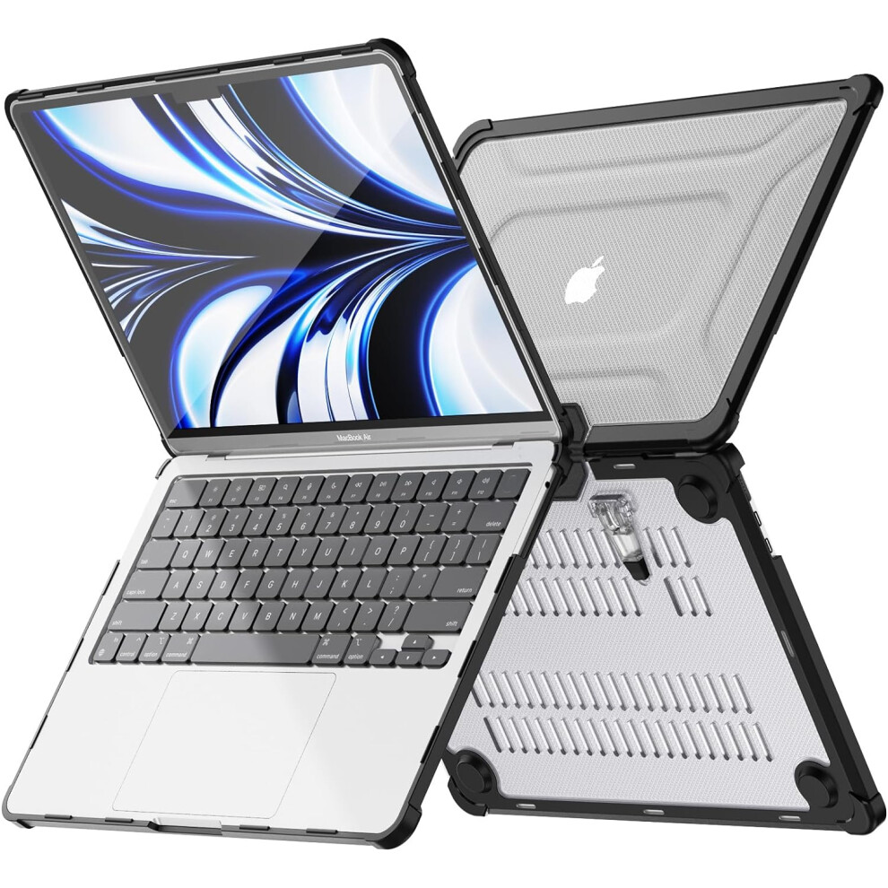 [BallisticWrap] Protective Snap-On Tough Hard Shell Cover with Kick Stand Shockproof Case for MacBook Air 13.6 inch 2024 / 2022