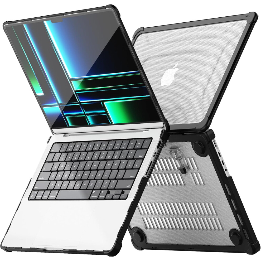 [BallisticWrap] Protective Snap-On Tough Hard Shell Cover with Kick Stand Shockproof Case for MacBook Pro 14 inch 2023/2022/2021