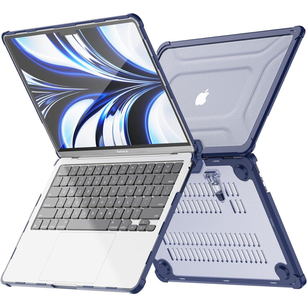 [BallisticWrap] Protective Snap-On Tough Hard Shell Cover with Kick Stand Shockproof Case for MacBook Air 13.6 inch 2024 / 2022