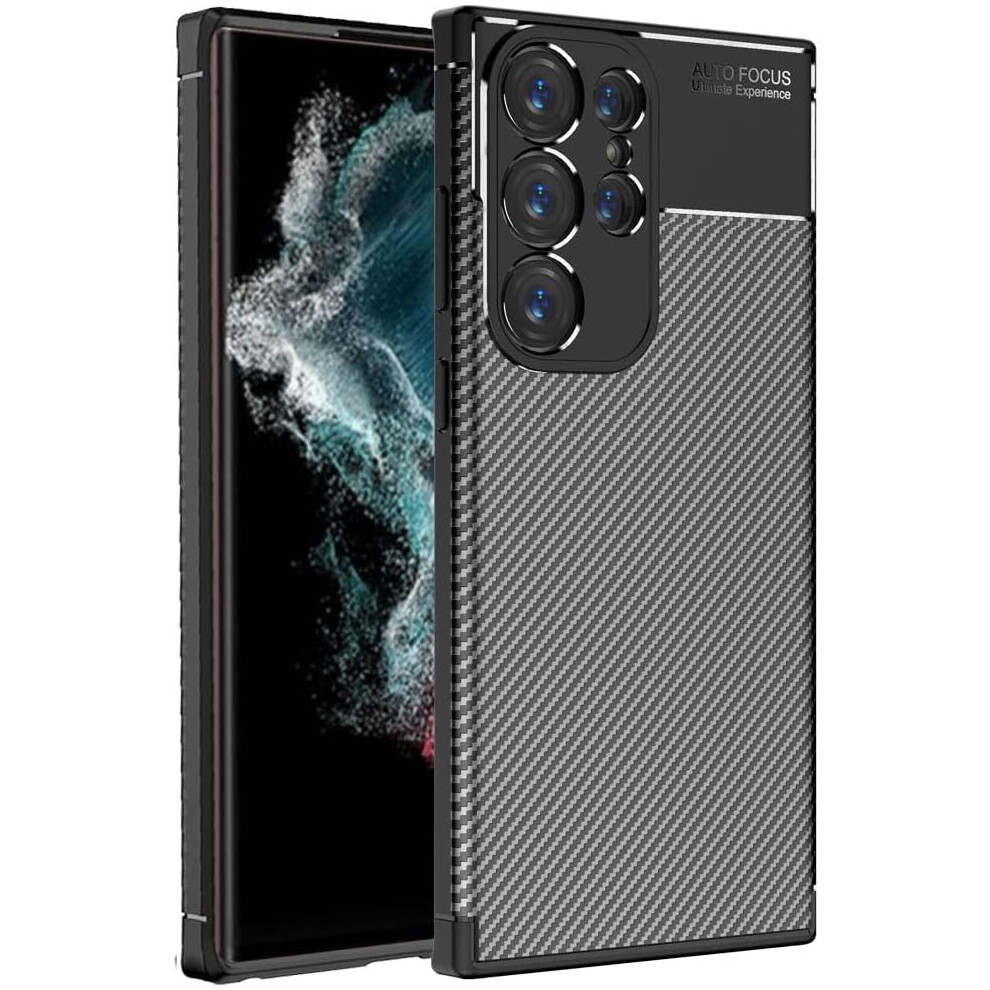 Techgear [Carbonflex Case] Flexible, Shockproof, Ultra Slim, Soft Tpu Protective Shell Cover With Carbon Fibre Detailing For Samsung Galaxy S24 Ultra
