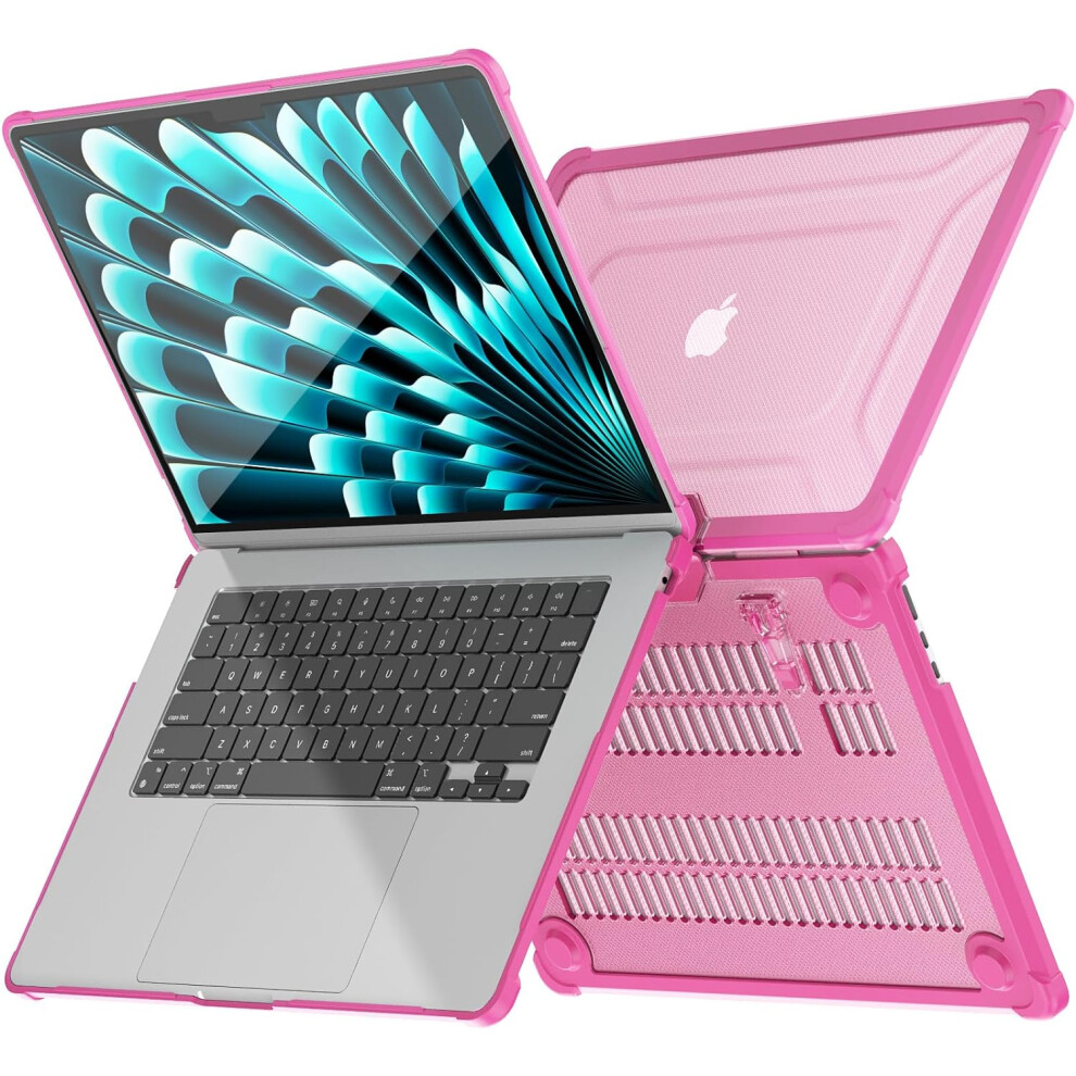 [BallisticWrap] Protective Snap-On Tough Hard Shell Cover with Kick Stand Shockproof Case for MacBook Air 15 inch 2024 / 2023