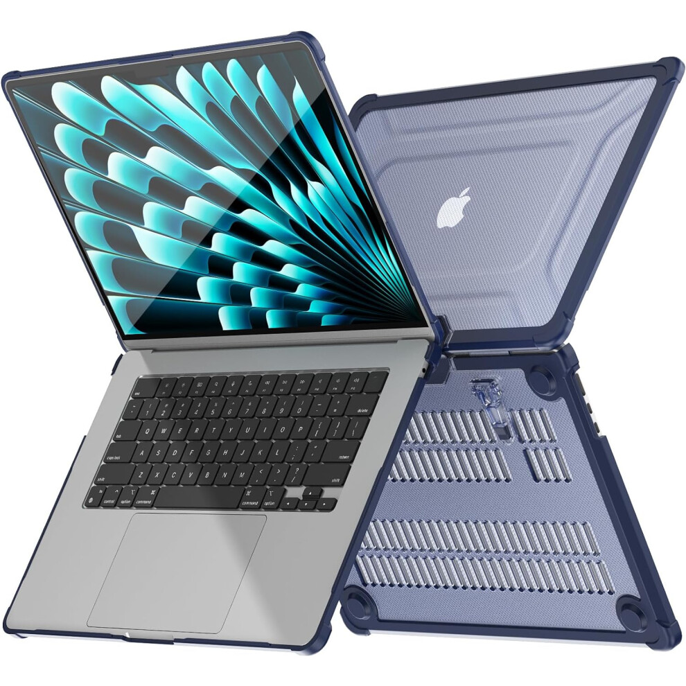 [BallisticWrap] Protective Snap-On Tough Hard Shell Cover with Kick Stand Shockproof Case for MacBook Air 15 inch 2024 / 2023