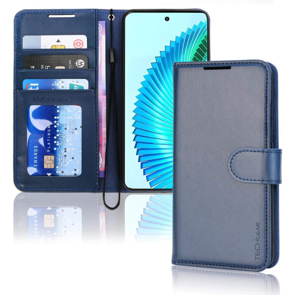 [Leather Wallet Case] Protective Cover with Cash & Card Holder, Stand and Wrist Strap [RFID BLOCKING] For Honor Magic 6 Lite 5G