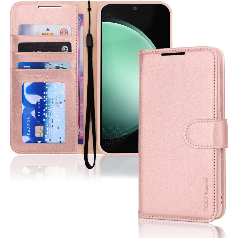 [Leather Wallet Case] Protective Cover with Cash & Card Holder, Stand and Wrist Strap For Samsung Galaxy S23 FE 5G