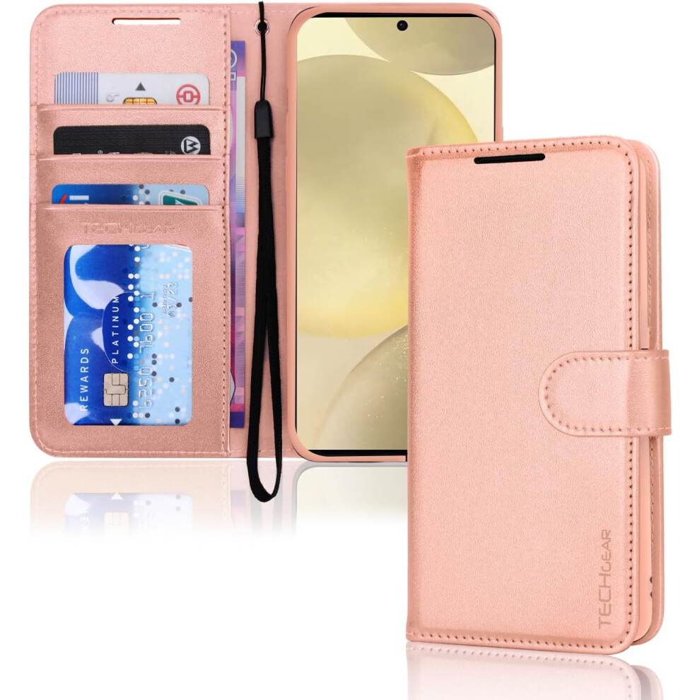 [Leather Wallet Case] Protective Cover with Cash & Card Holder, Stand and Wrist Strap For Samsung Galaxy S24 5G