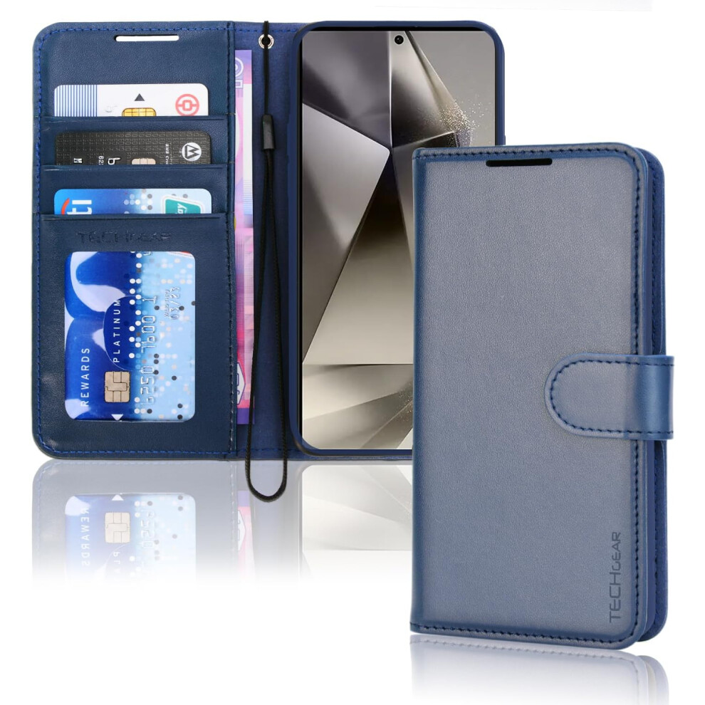 [Leather Wallet Case] Protective Cover with Cash & Card Holder, Stand and Wrist Strap For Samsung Galaxy S24 Ultra