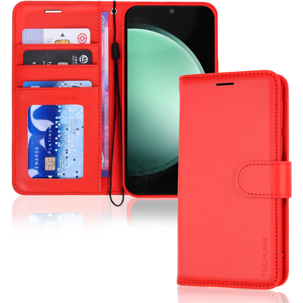 [Leather Wallet Case] Protective Cover with Cash & Card Holder, Stand and Wrist Strap For Samsung Galaxy S23 FE 5G