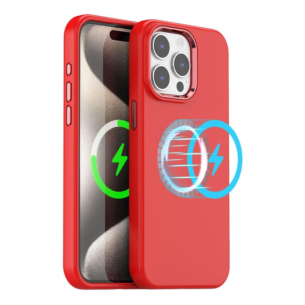Techgear Iphone 15 Pro Magnetic Silicone Case, Premium Liquid Silicone Anti-Scratch Compatible With Magsafe Soft Gel Rubber, Microfibre Lining Shockpr