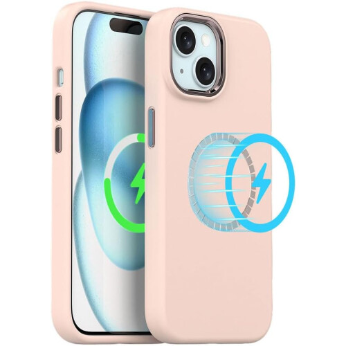Techgear TECHGEAR iPhone 15 Magnetic Liquid Silicone Case - Pink, MagSafe Compatible, Anti-Scratch, Shockproof, Microfibre Lining, Raised Camera Frame