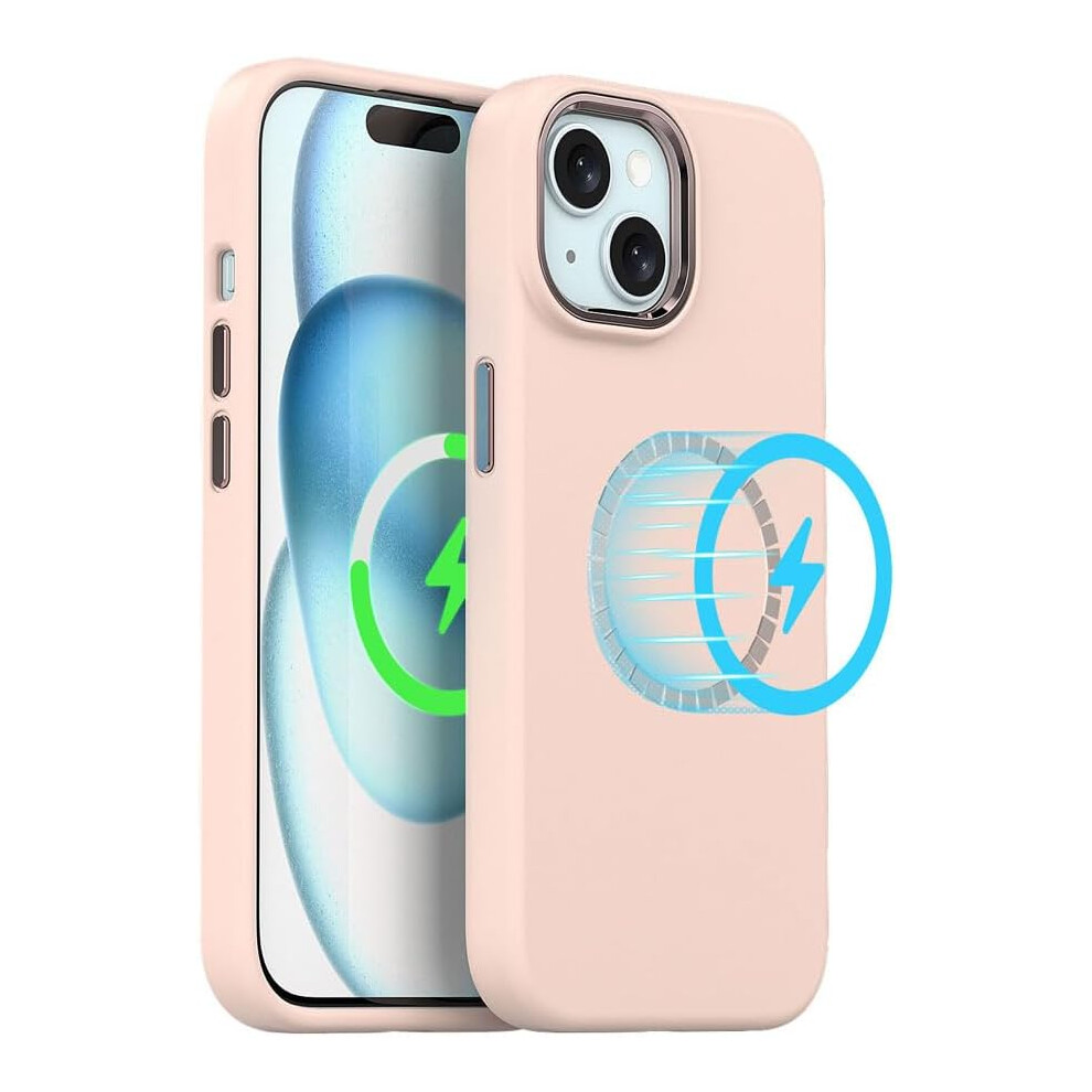 Techgear Iphone 15 Magnetic Liquid Silicone Case - Pink, Magsafe Compatible, Anti-Scratch, Shockproof, Microfibre Lining, Raised Camera Frame