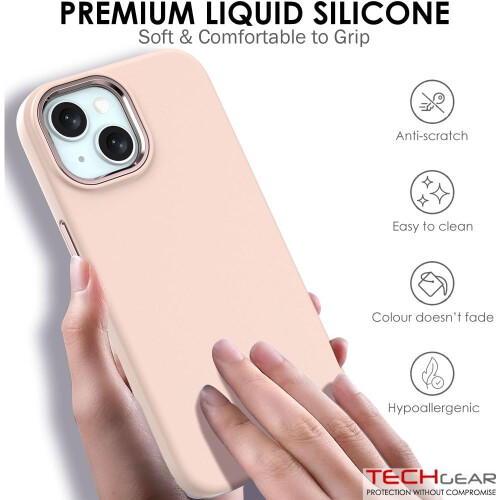 Techgear TECHGEAR iPhone 15 Magnetic Liquid Silicone Case - Pink, MagSafe Compatible, Anti-Scratch, Shockproof, Microfibre Lining, Raised Camera Frame 2
