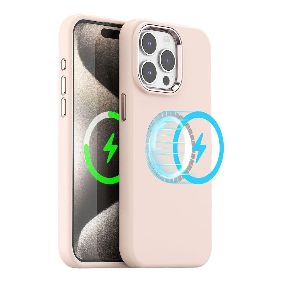 Techgear Iphone 15 Pro Magnetic Silicone Case, Premium Liquid Silicone Anti-Scratch Compatible With Magsafe Soft Gel Rubber, Microfibre Lining Shockpr